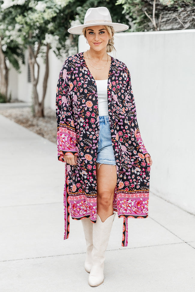 You Amaze Me Black Floral Kimono FINAL SALE Pices For Sale