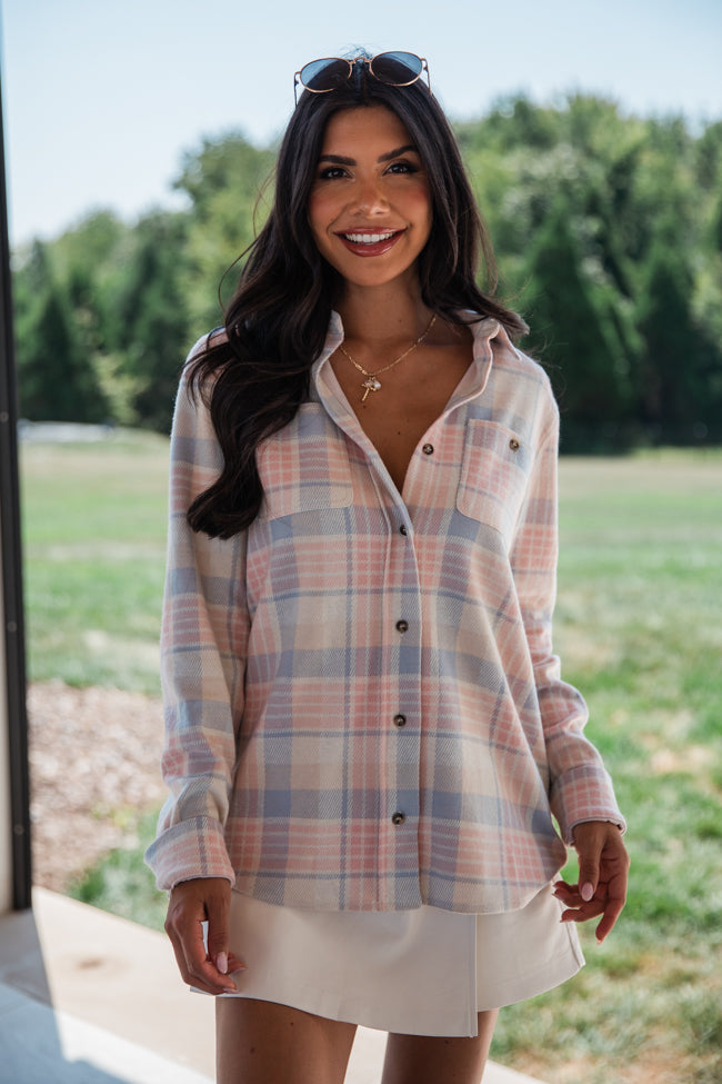 Nothing Bothers Me Blue and Pink Multi Plaid Shirt FINAL SALE Affordable Sale Online