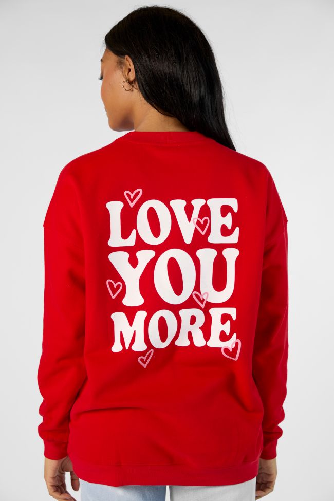 Love You More Red Oversized Graphic Sweatshirt From China Cheap Pice