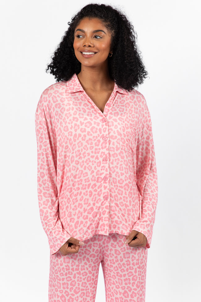 Sweet Dreams Pink Leopard Pajama Long Sleeve Top FINAL SALE Marketable For Sale