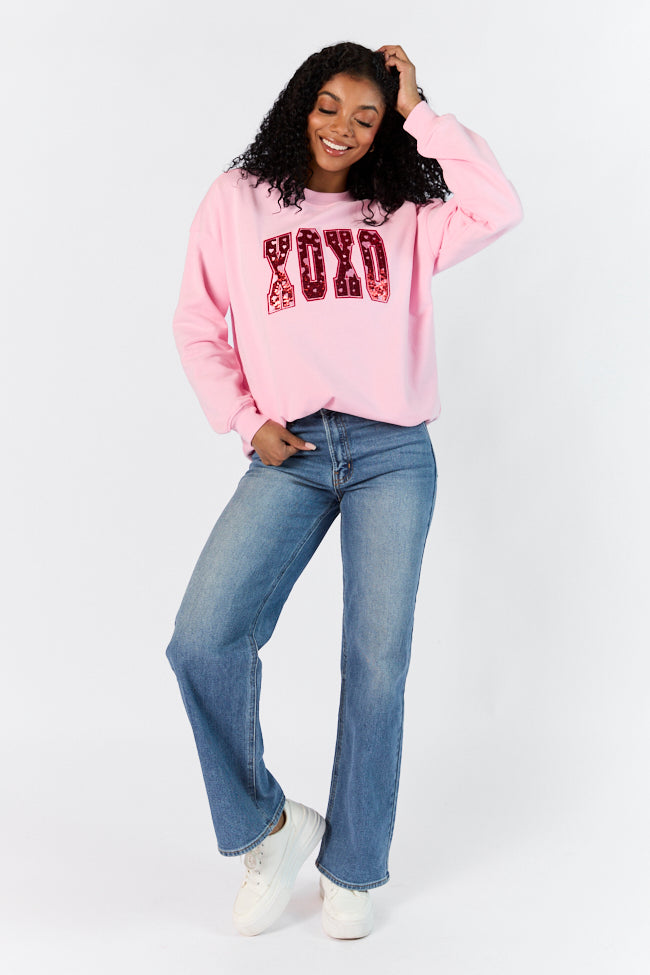 XOXO Patch Light Pink Oversized Sweatshirt FINAL SALE Get Authentic Cheap Online