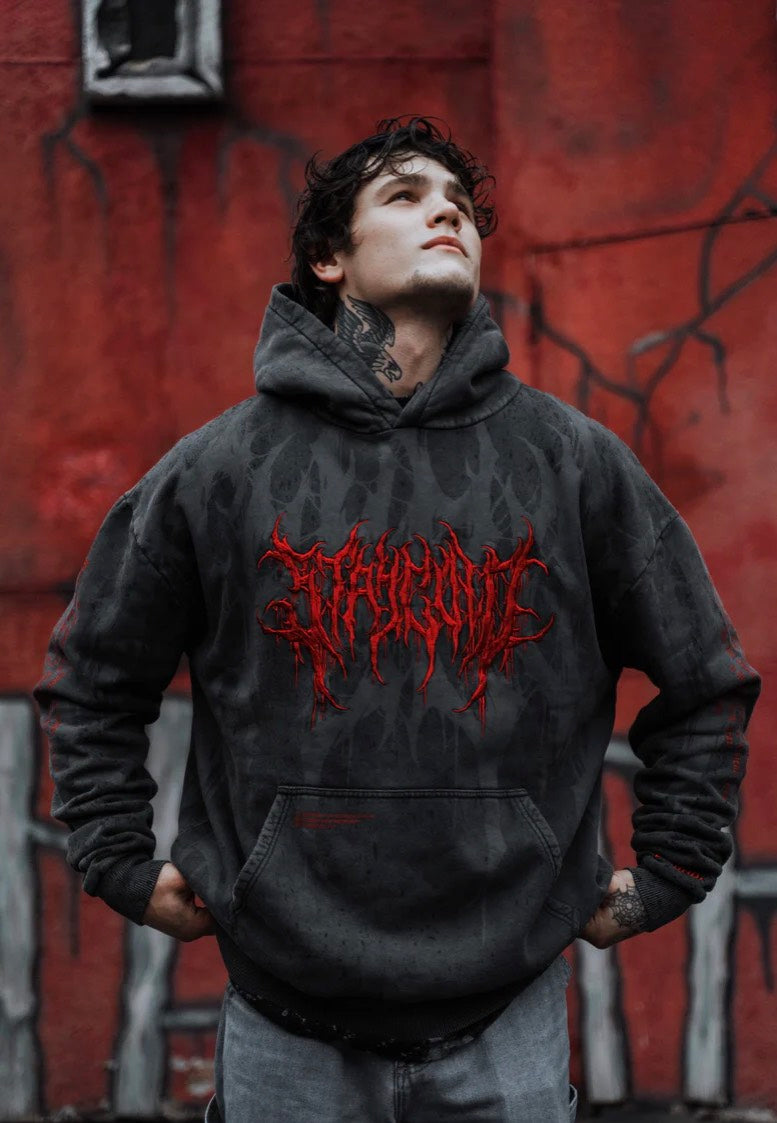 Stay Cold Apparel - Bloodshot Heavy Oversized Red Acid - Hoodie Clearance Get Authentic