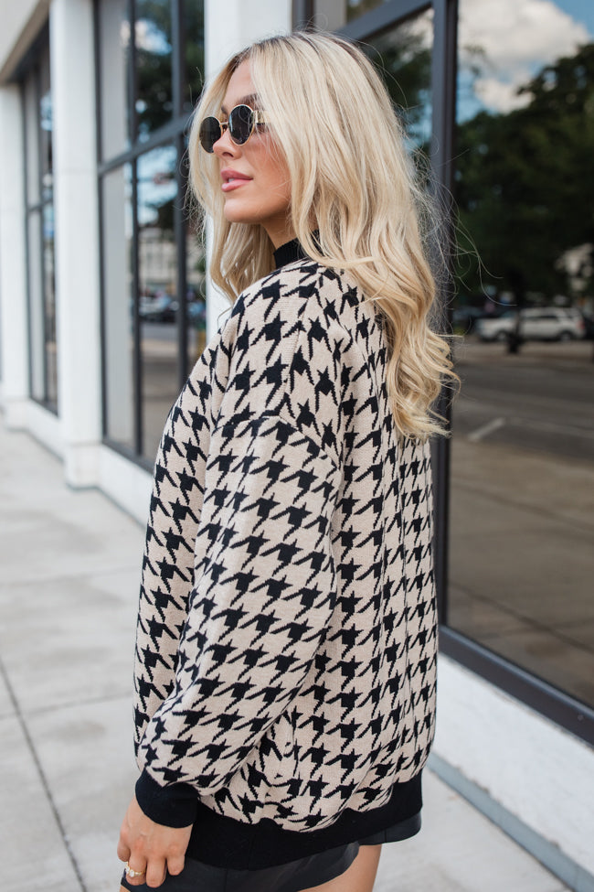 Trying Your Best Tan Houndstooth Cardigan Outlet Pay With Paypal