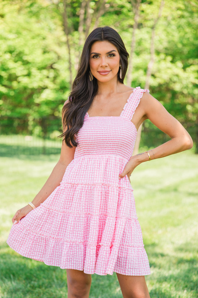 Time Spent Together Pink Gingham Smocked Dress Cheap Sale Websites