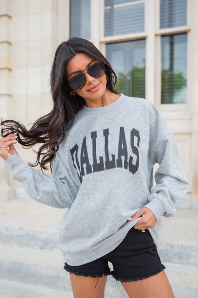 Dallas Light Grey Oversized Graphic Sweatshirt Good Selling Online