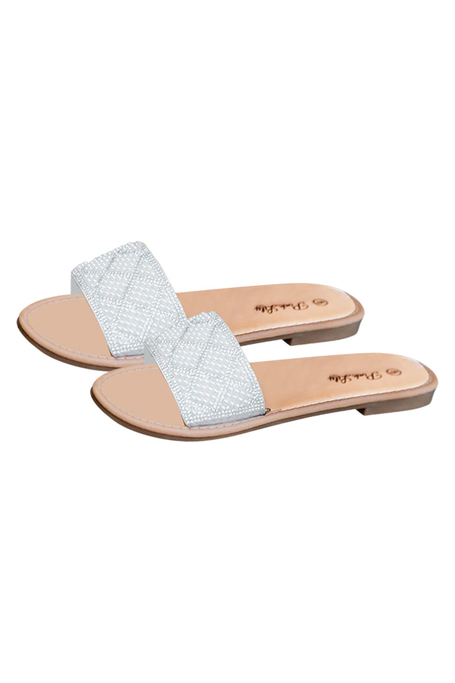 Izzy White Embellished Slides FINAL SALE Free Shipping Top Quality