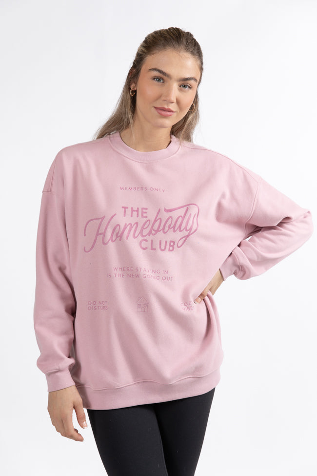 Homebody Club Mauve Oversized Graphic Sweatshirt Sale 2025 Unisex