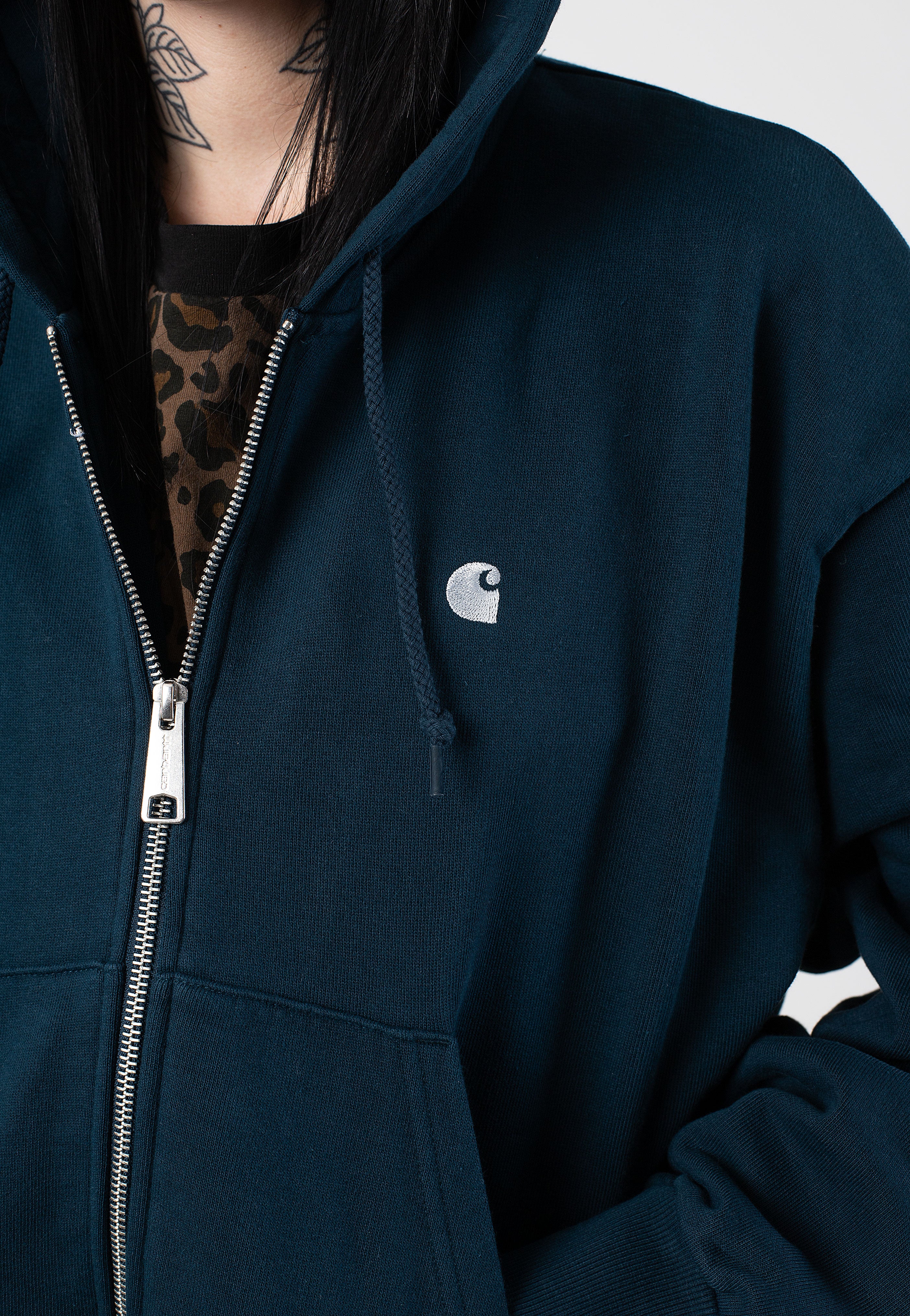 Carhartt WIP - W' Hooded Casey Duck Blue/Silver - Zipper