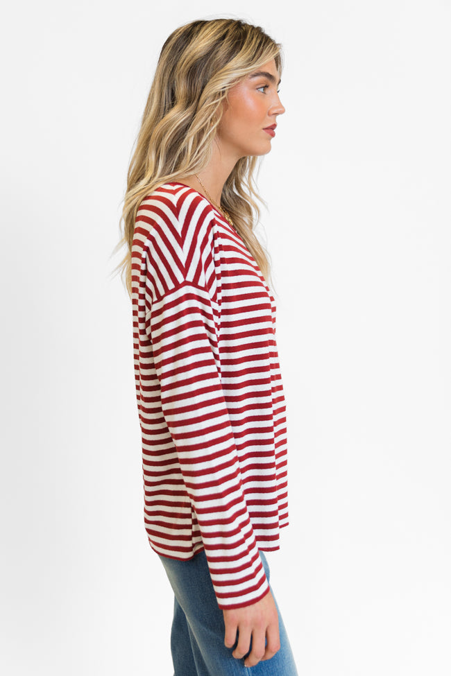 Blizzard Bliss Red Wide Neck Striped Knit Top FINAL SALE Buy Cheap Authentic