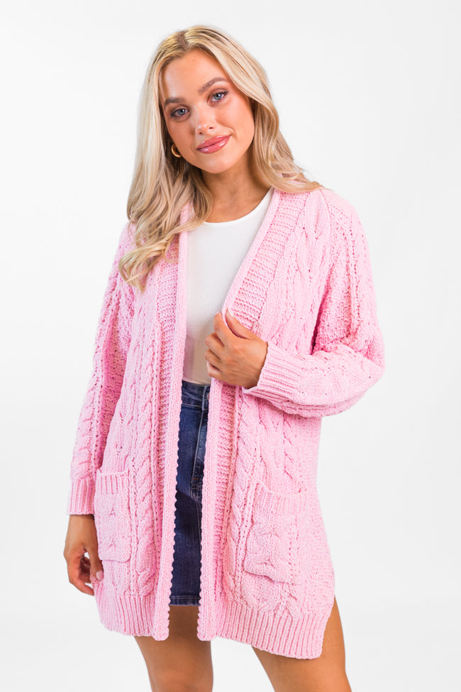 Perfect Day Pink Chenille Cable Knit Cardigan FINAL SALE Shipping Discount Authentic