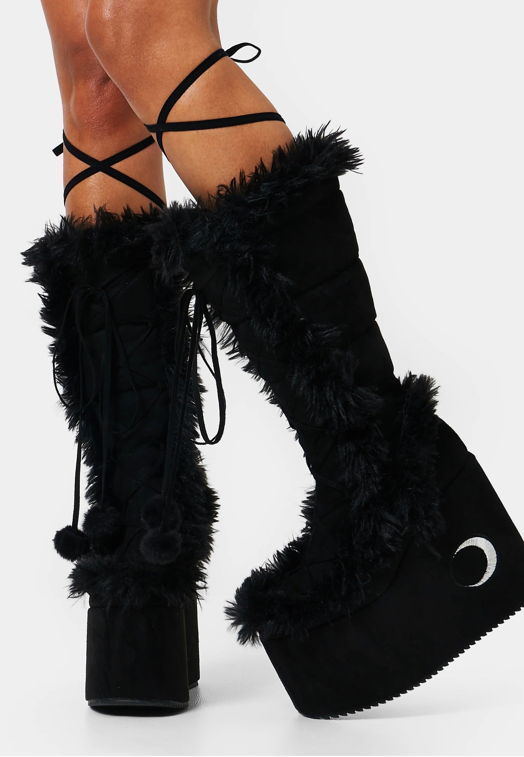 Koi Footwear x Twilight - La Push Crescent Platform Faux Fur Long Black - Girl Shoes Outlet Countdown Package