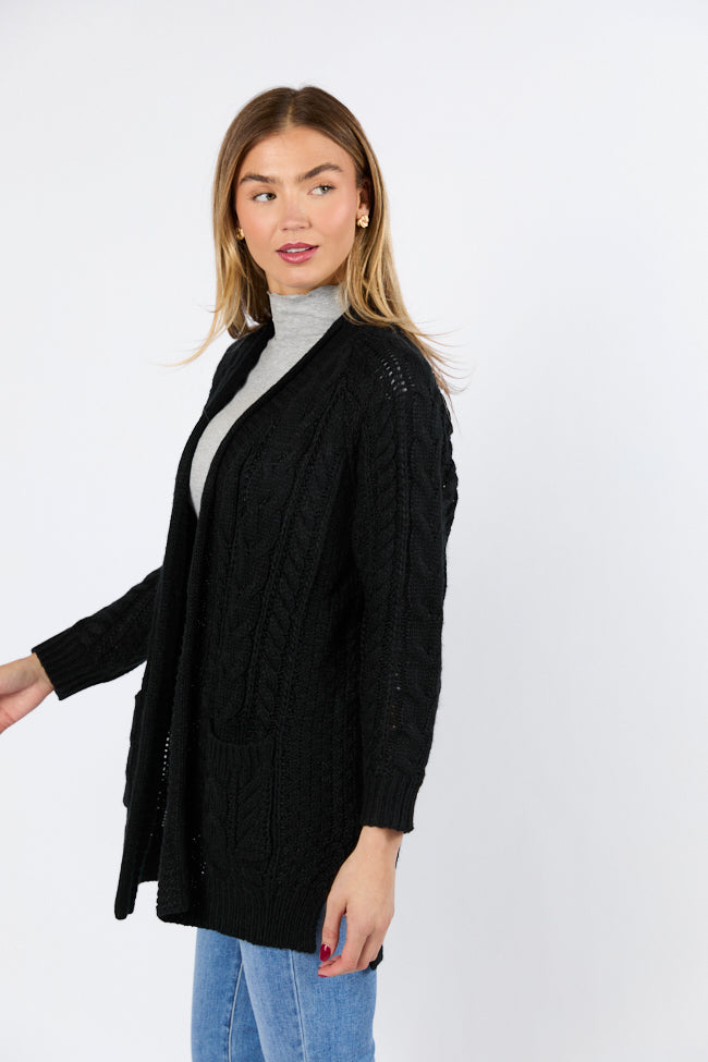 Sweet Nothings Black Chunky Cable Knit Cardigan Discount The Cheapest