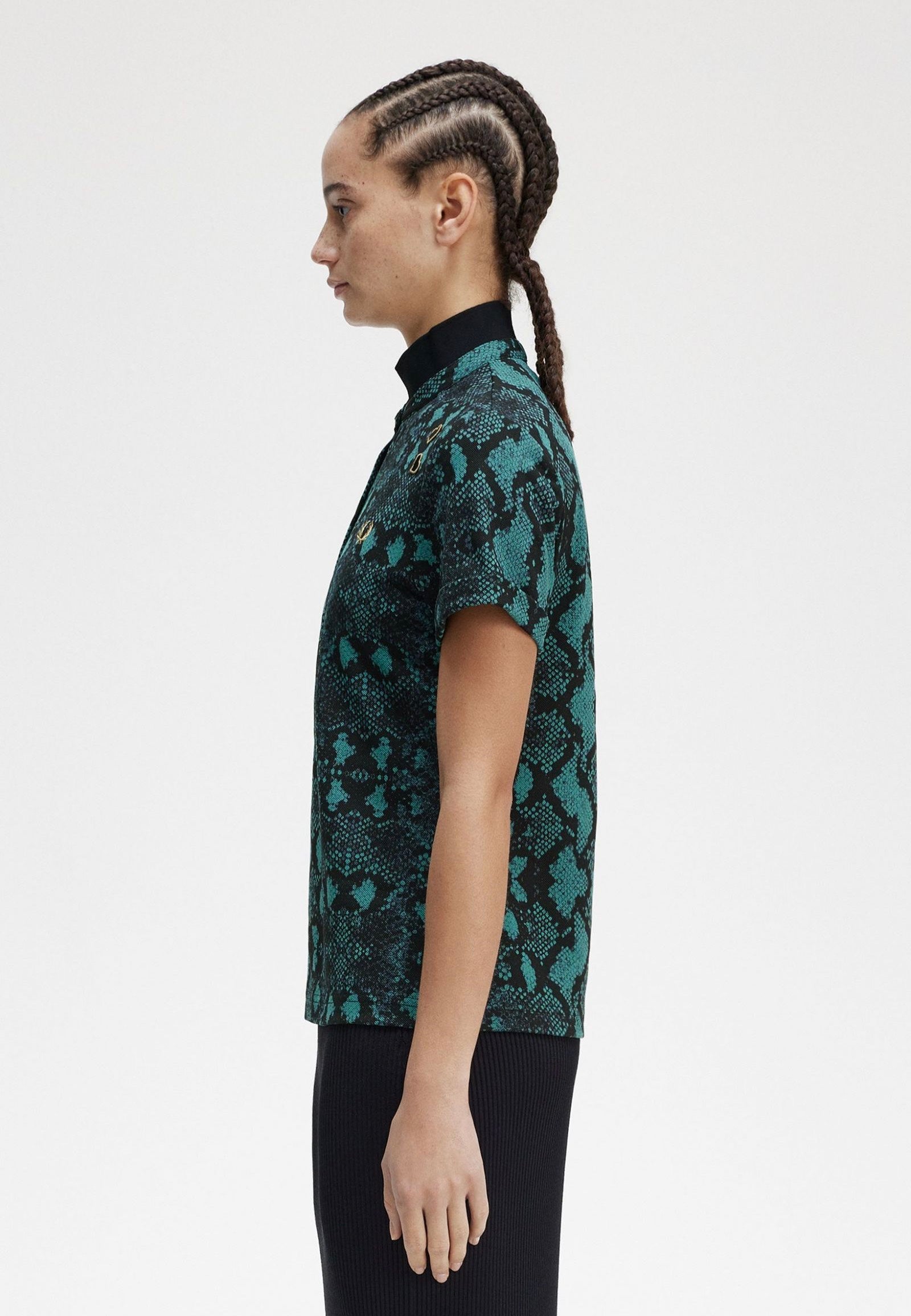 Fred Perry - Snake Print Deep Mint - Polo Excellent