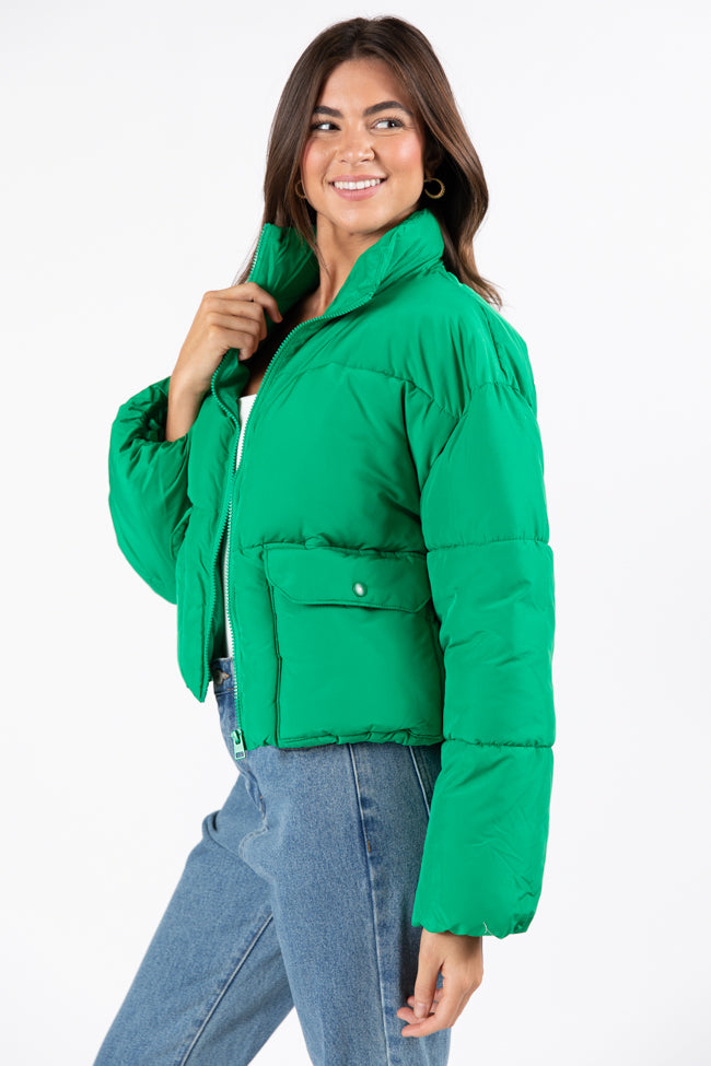 I Heard The Bells Green Front Pocket Puffer Jacket FINAL SALE Brand New Unisex Cheap Online