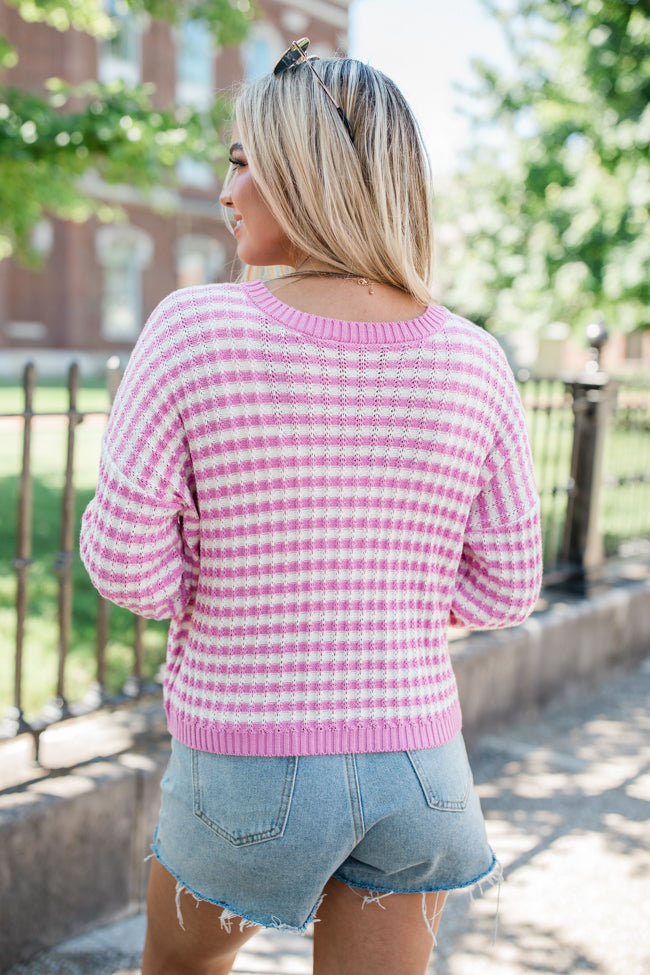 Midnight Dreams Pink Striped Sweater Official Sale Online