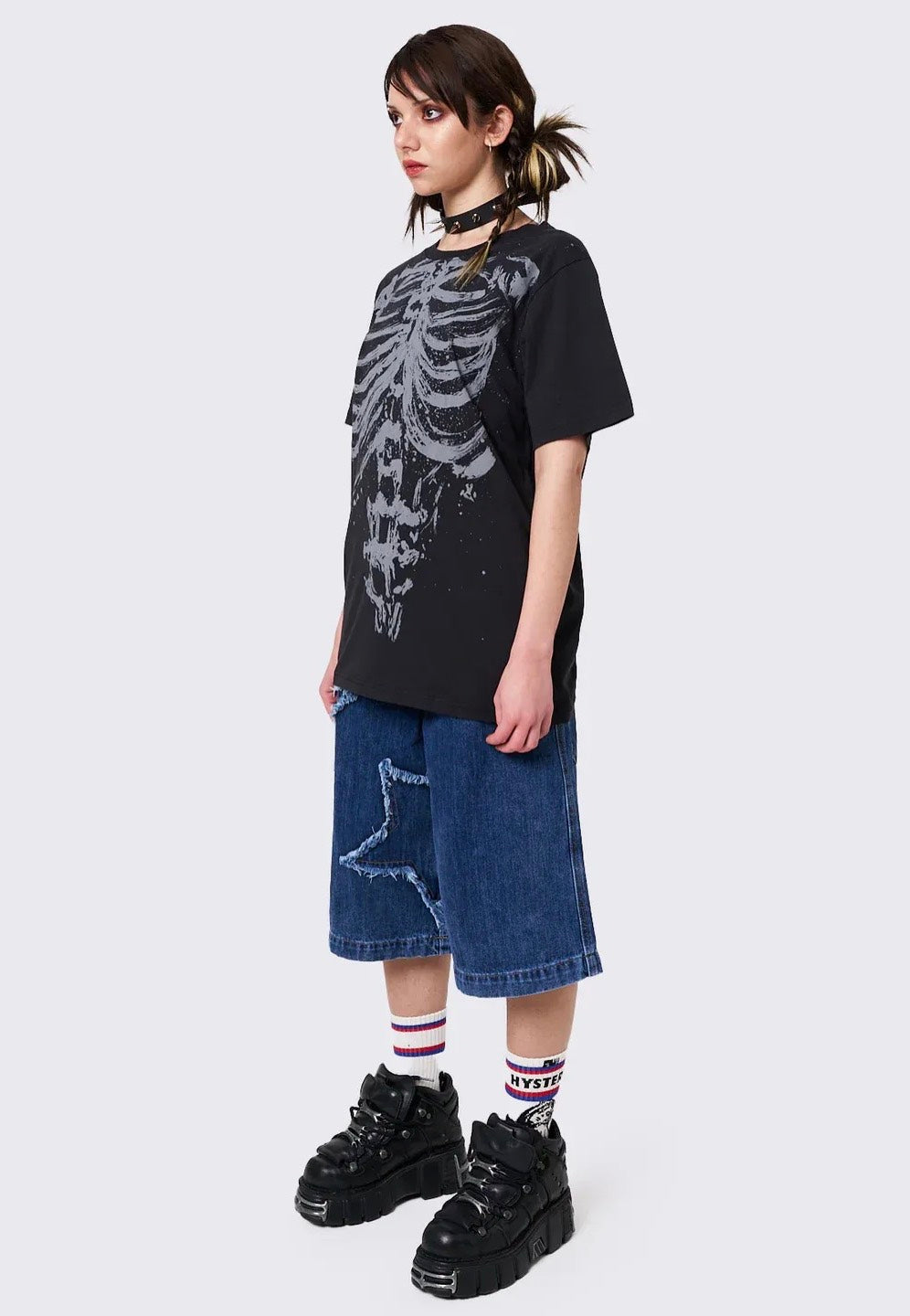 Minga London - Shadowed Bones Black Graphic - T-Shirt Outlet Sast