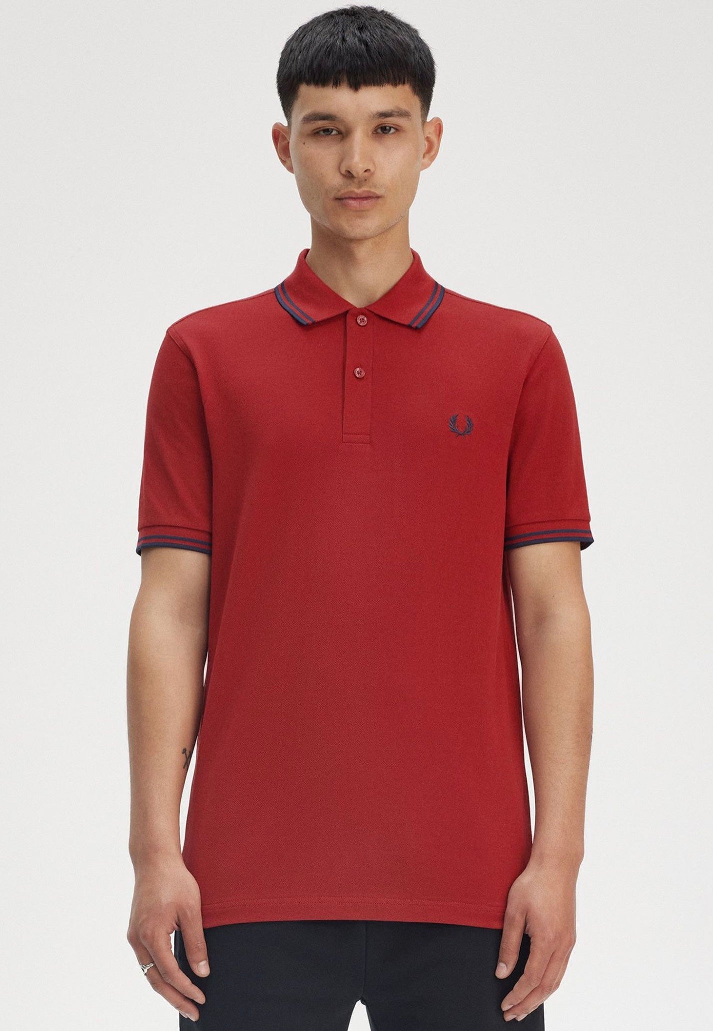 Fred Perry - Twin Tipped Burnt Red/Navy - Polo Best Wholesale Online