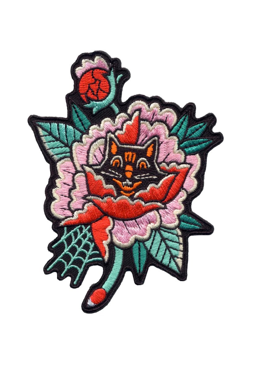 Sourpuss Clothing - Creepy Peony Cat - Patch Websites Online