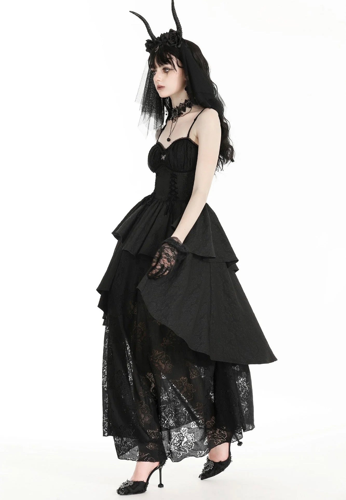 Dark In Love - Gothic Death Butterfly Layered Hi Low Black - Dress Low Shipping Cheap Pice