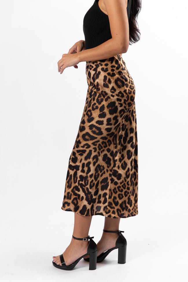 Into The Night Satin Leopard Midi Skirt SALE Sale Amazon