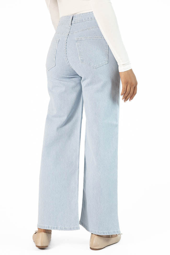 Sutton Striped Wide Leg Patch Pocket Jeans Free Shipping Best Pices