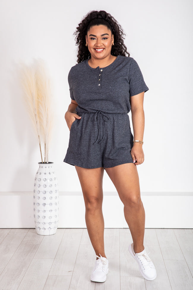 Simple Times Dark Grey Romper FINAL SALE Amazing Pice Cheap Online