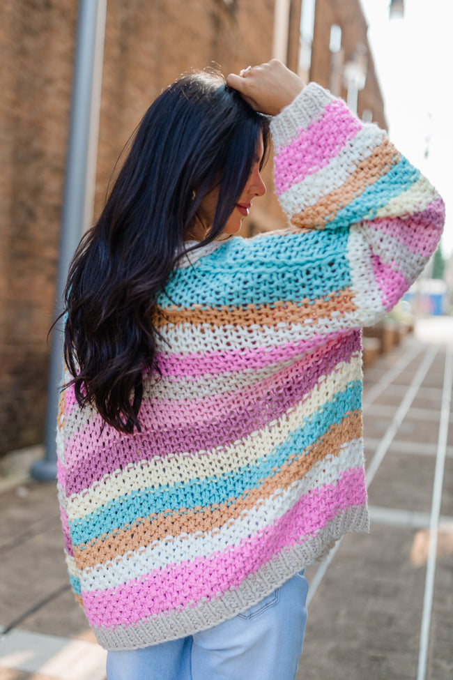 Forgot You Existed Pink, Orange, and Yellow Multi Striped Cardigan For Cheap