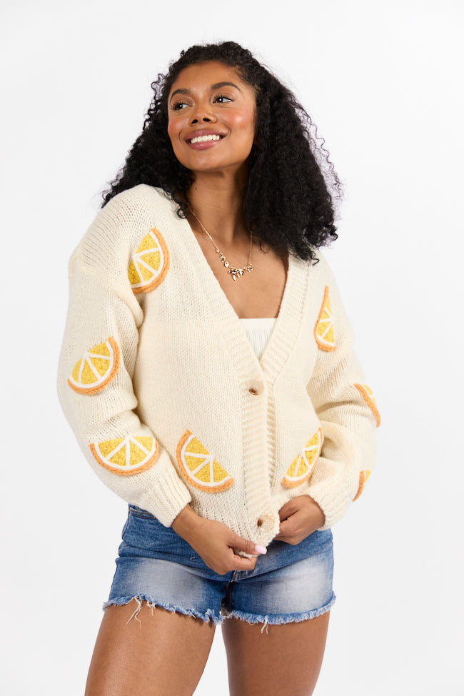 When Life Gives You An Ivory Lemon Slice Cardigan Outlet 100% Authentic