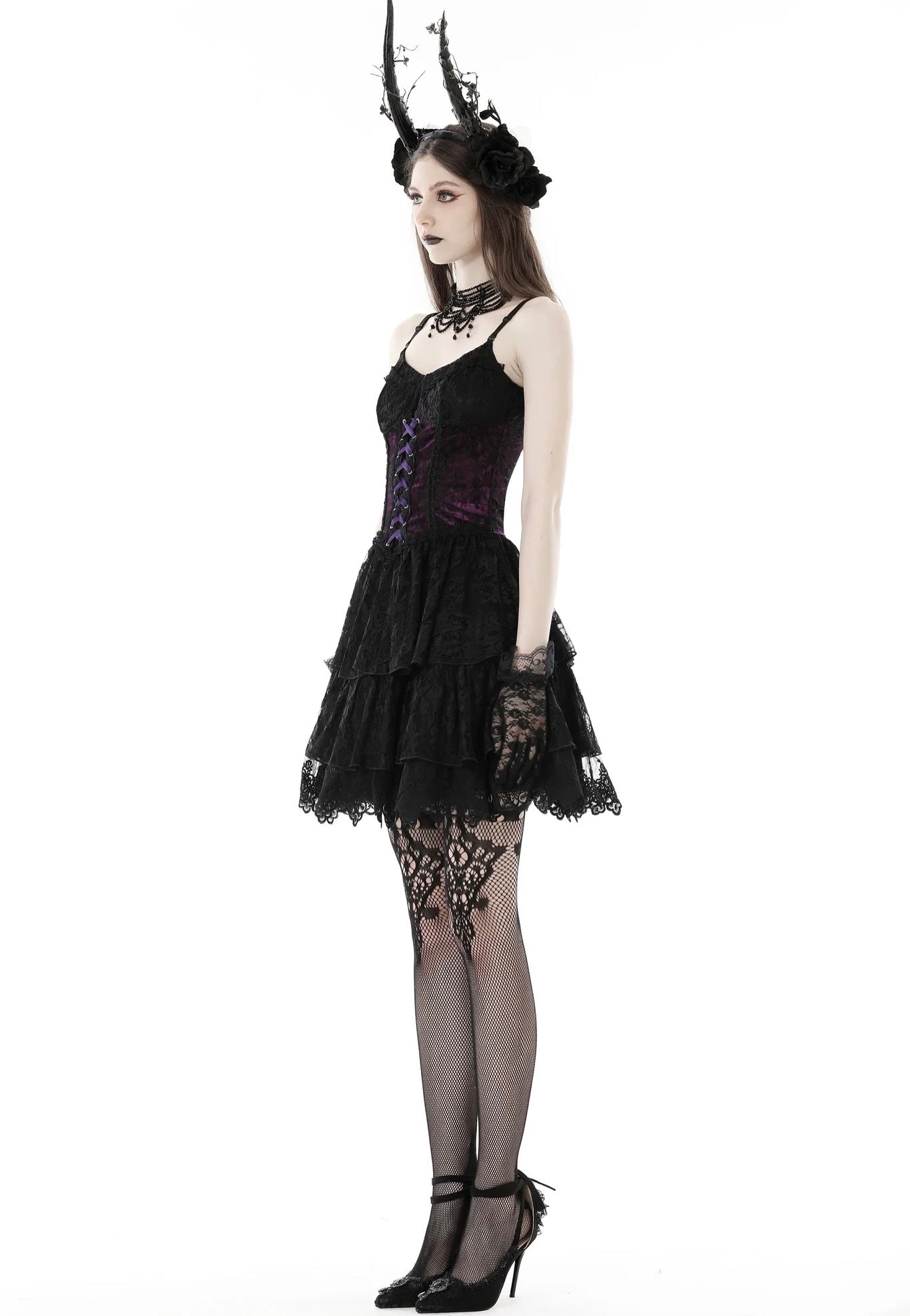 Dark In Love - Gothic Sexy Black Purple Lace Mini Black - Dress Buy Cheap Browse