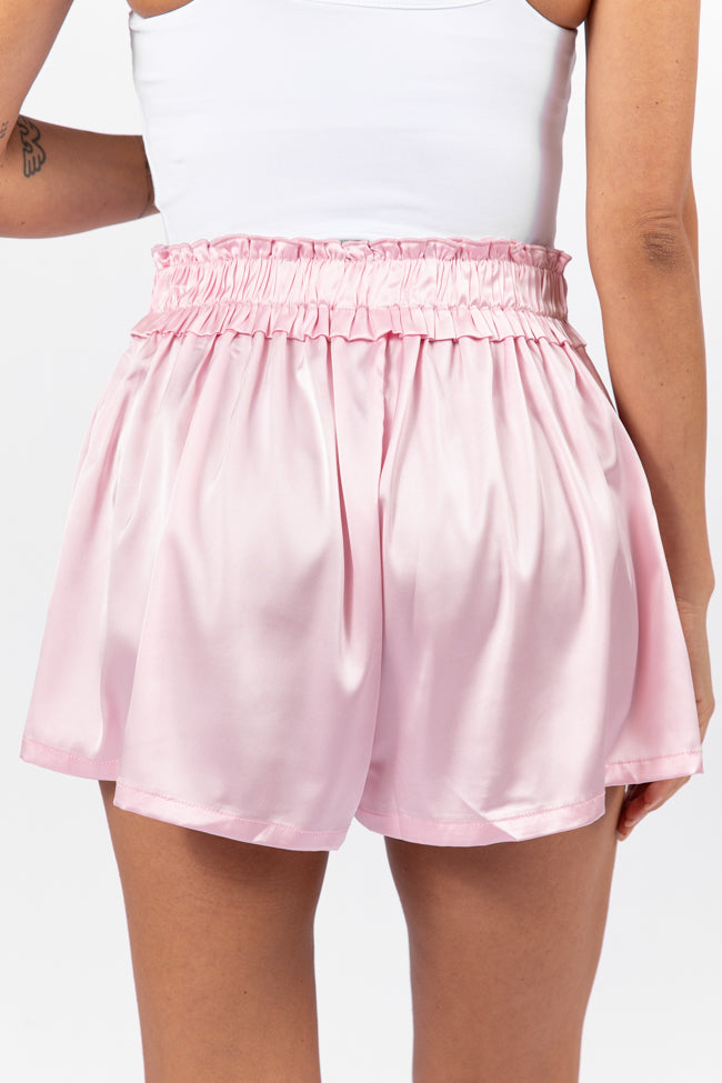 Early Riser Pale Pink Satin Pajama Shorts Pick A Best For Sale