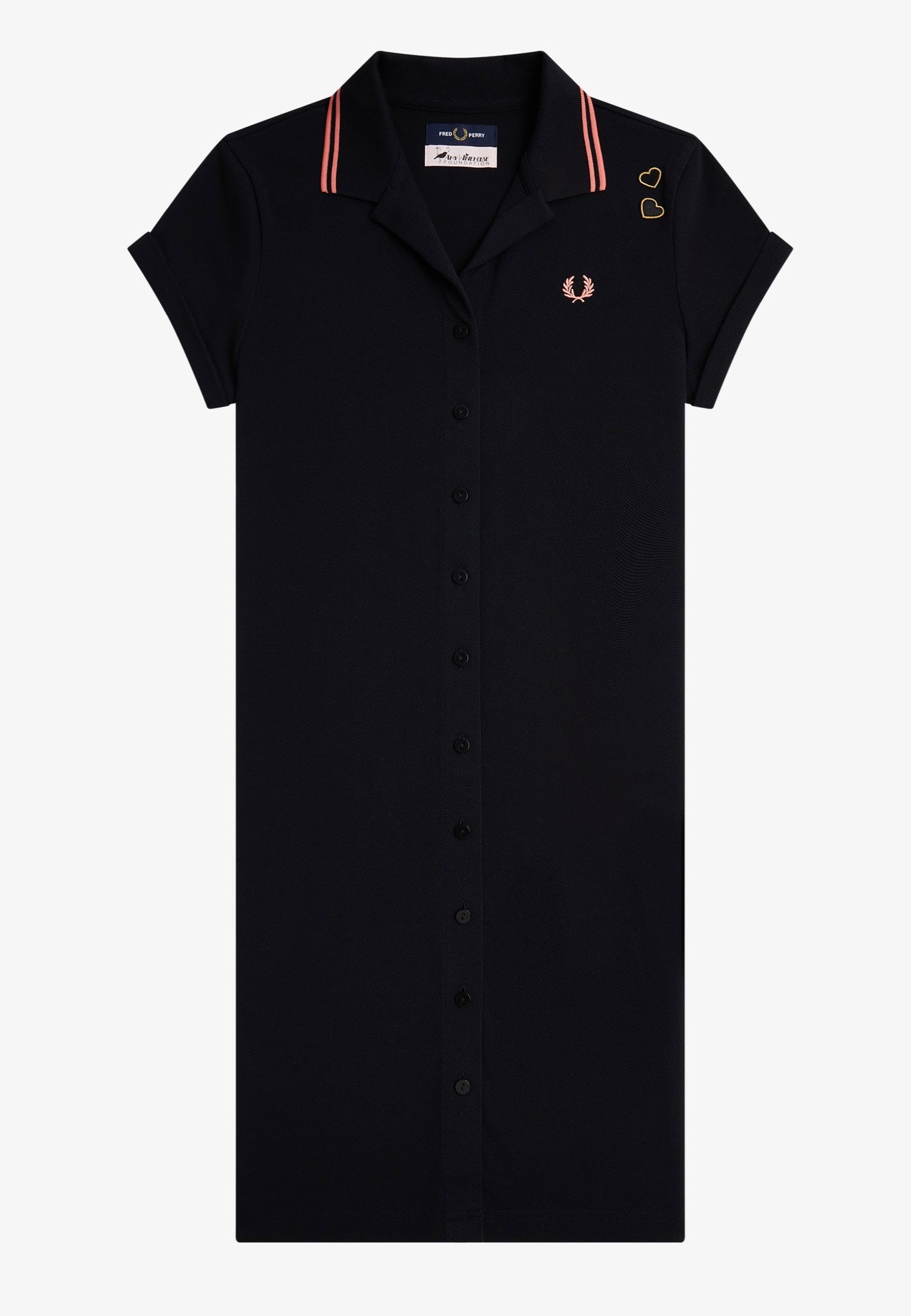 Fred Perry x Amy Winehouse - Button Thru Pique Shirt Black - Dress Online Cheap Online