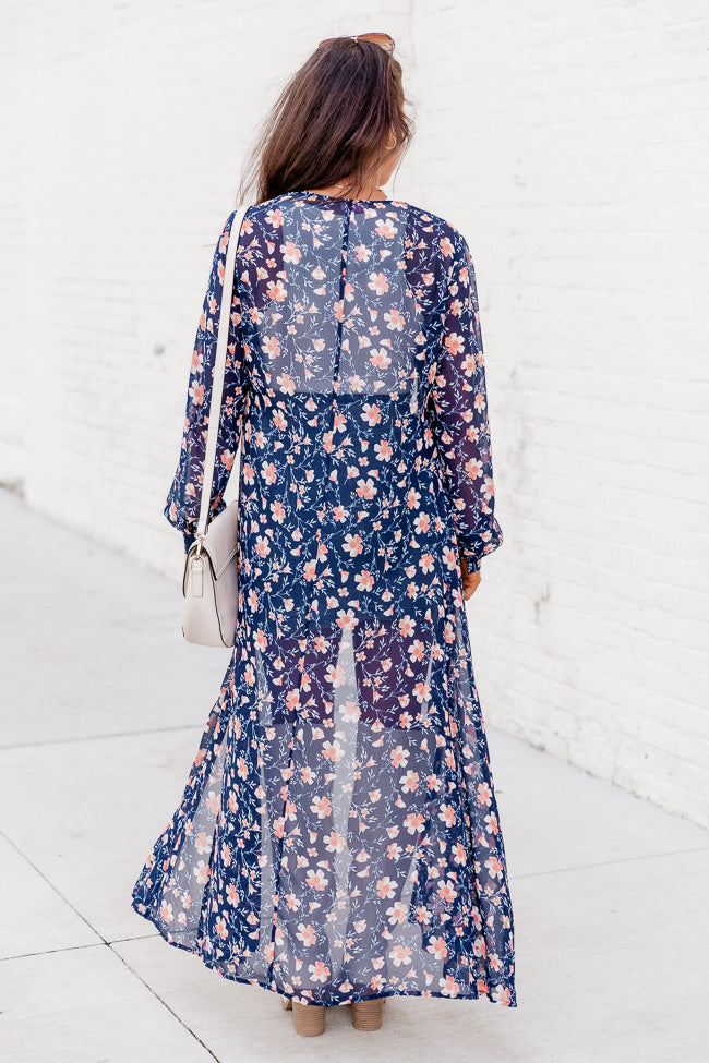 On My Own Time Navy Floral Kimono FINAL SALE Cheap From China