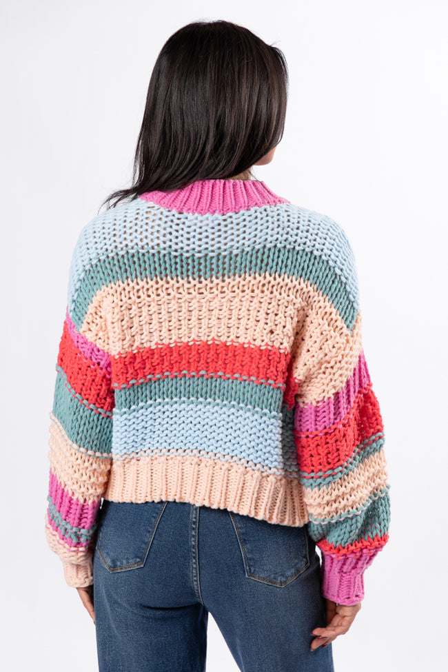 In Line Peach Multi Chunky Striped Sweater Outlet Store Locations