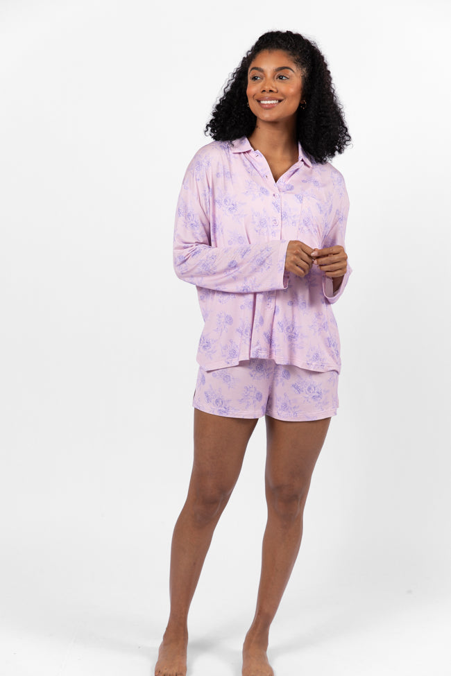 Sweet Dreams In Purple Floral Fantasy Pajama Shorts FINAL SALE Sale Classic