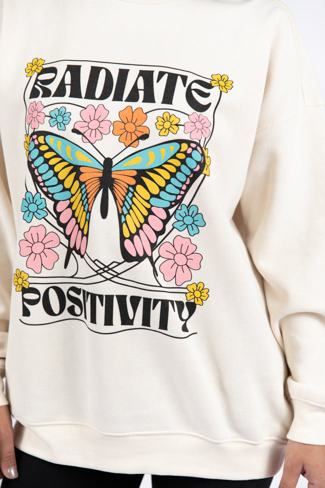 Radiate Positivity Cream Oversized Graphic Sweatshirt Cheap Sale 2025