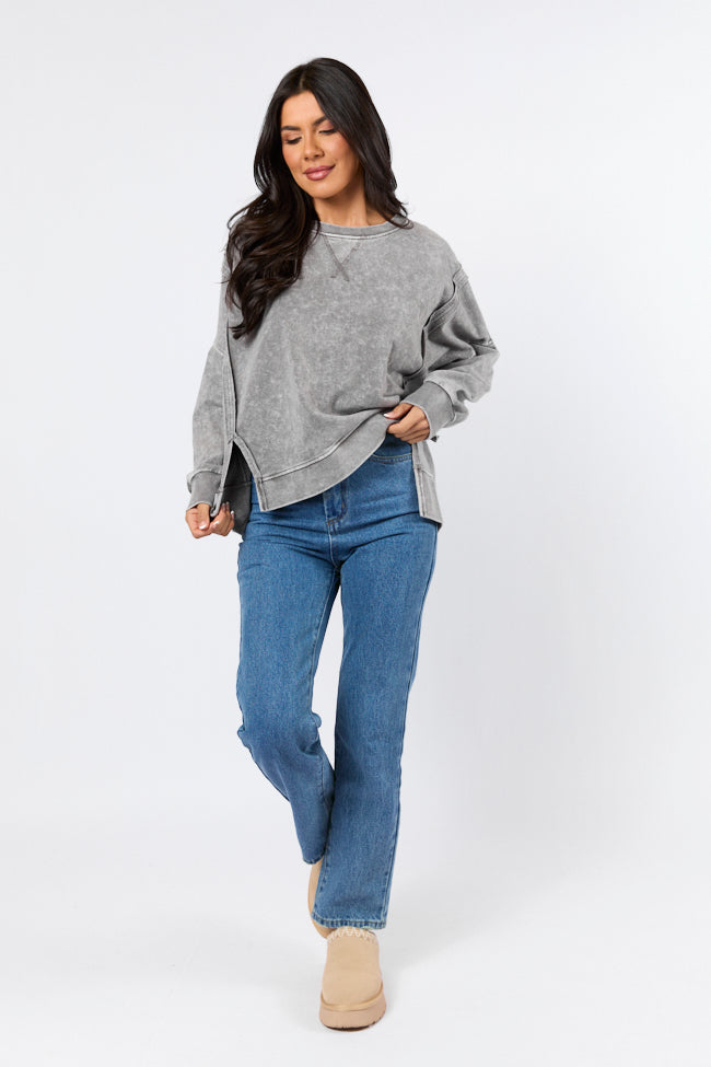 Around Town Charcoal Acid Wash Knit Pullover Cheap Sale Wiki