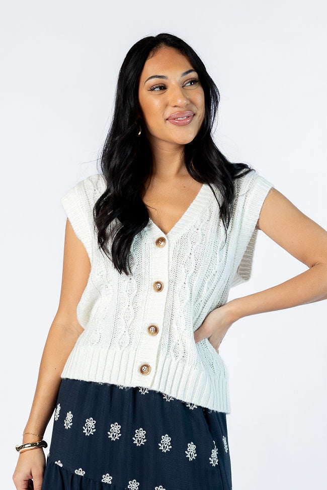 Weather It Together Ivory Cable Knit Sweater Vest Shop For Online