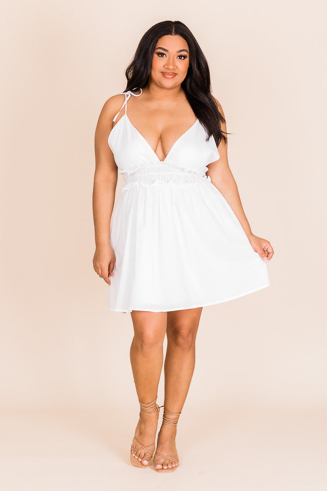 More Than You White V-Neck Mini Dress FINAL SALE Free Shipping Online