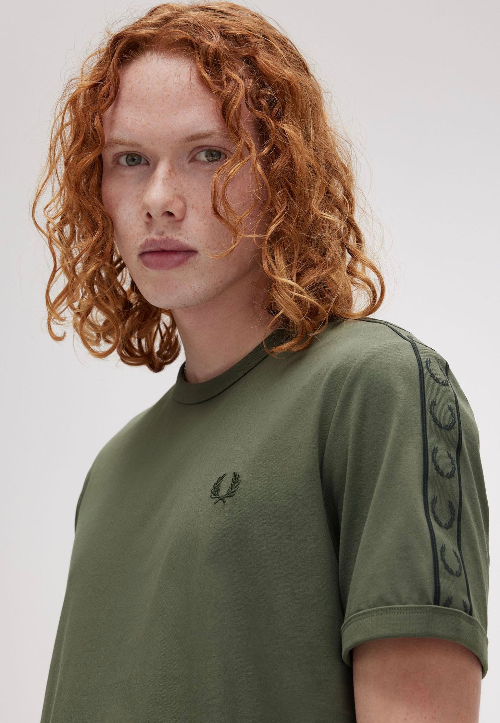 Fred Perry - Contrast Tape Ringer Laurel Wreath Green/Night Green - T-Shirt Outlet Clearance