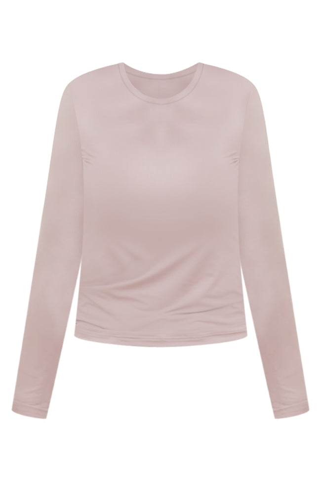 A Lovely Life Taupe Fitted Long Sleeve Layering Tee SALE Outlet Online