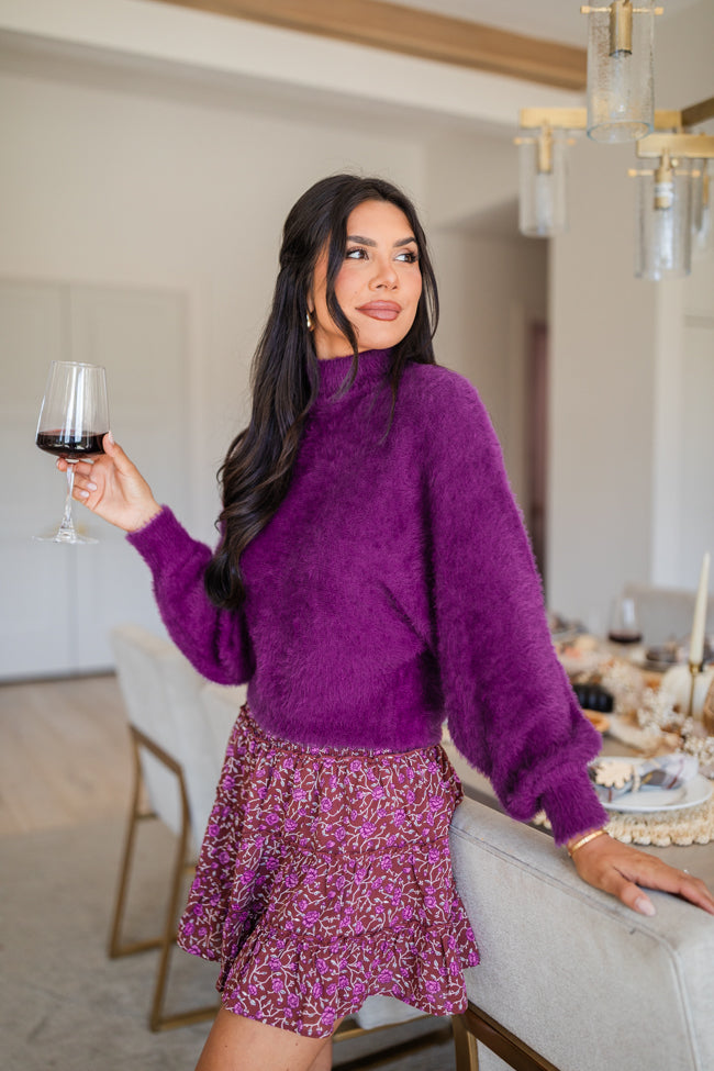 Beyond Me Plum Fuzzy Turtleneck Sweater SALE The Cheapest For Sale