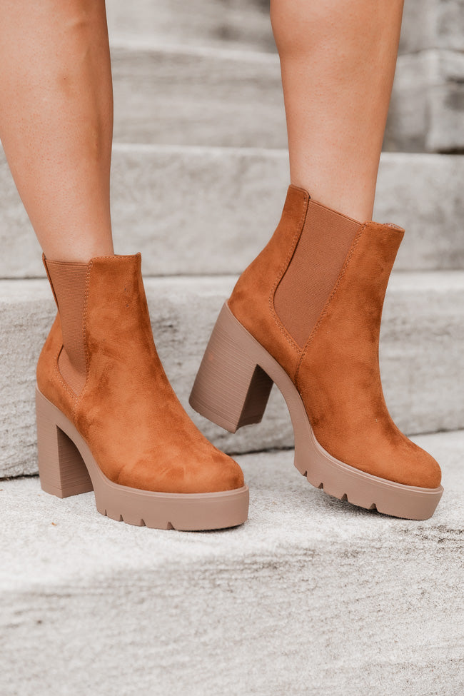 Barbara Camel Suede Platform Booties FINAL SALE Sale Outlet