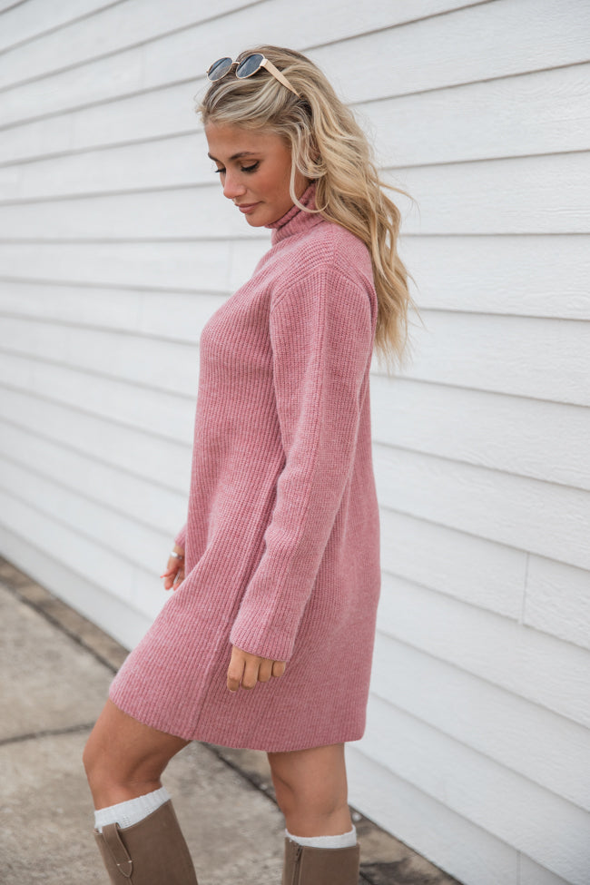 Faith In Love Mauve Turtleneck Sweater Dress FINAL SALE Sale Official