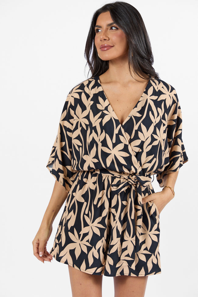 Palm Shores Neutral Print Surplice Romper Ost Release Dates