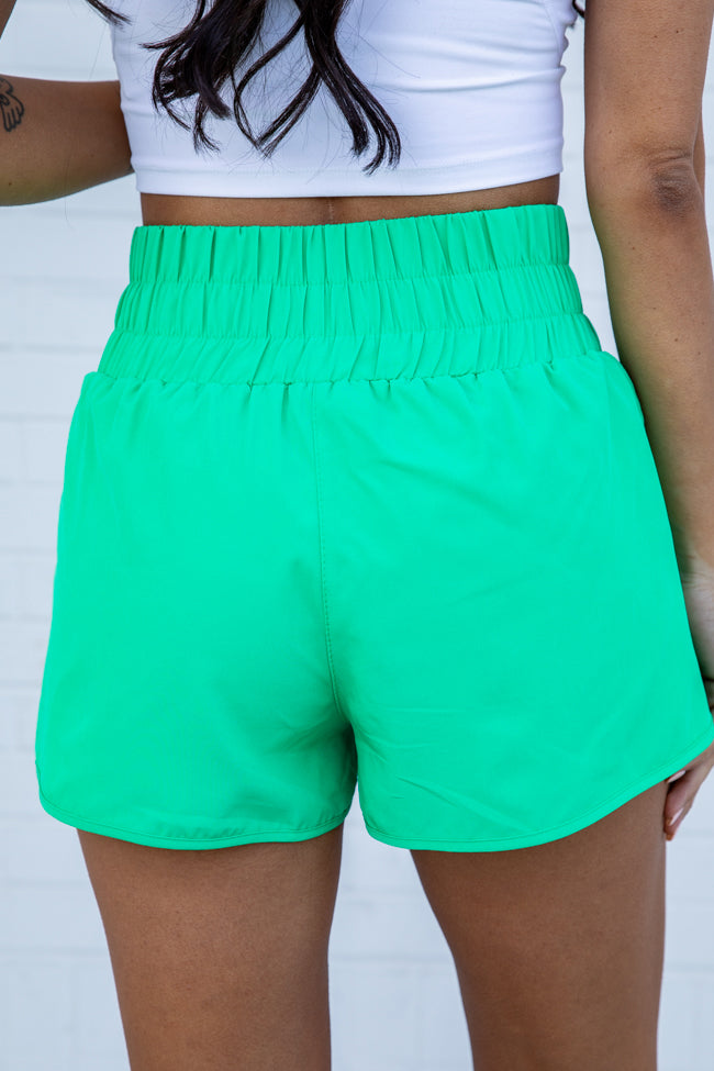 Errands To Run Solid Green High Waisted Athletic Shorts Shop Offer Cheap Pice