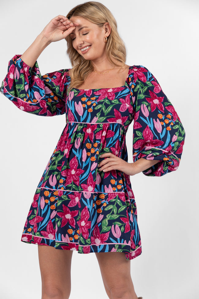 Good Karma Multi Floral Square Neck Dress 2025 New Sale Online