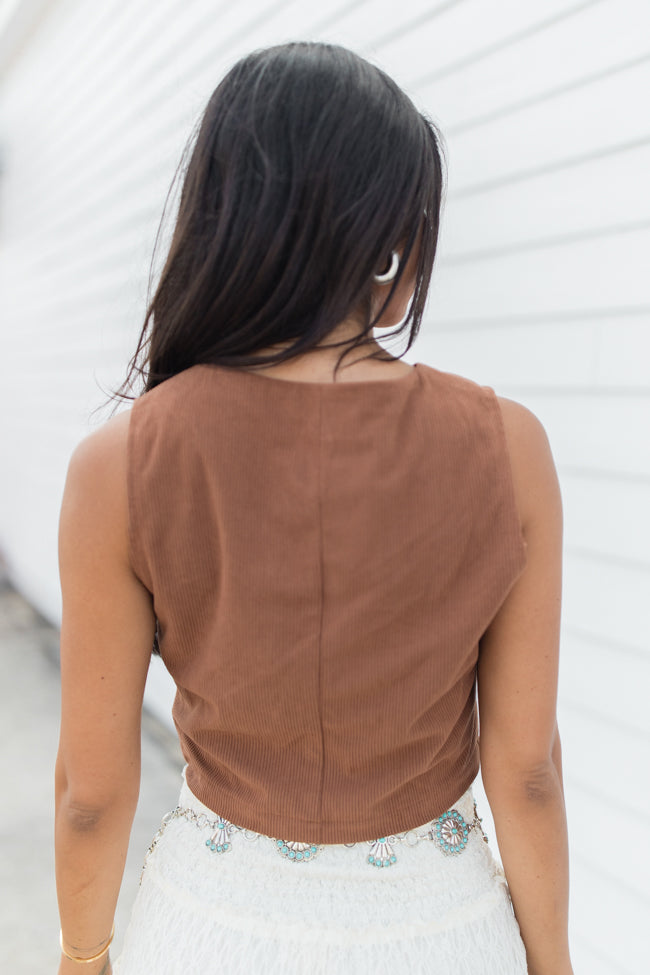 I Know You Brown Corduroy Vest FINAL SALE Outlet 100% Authentic