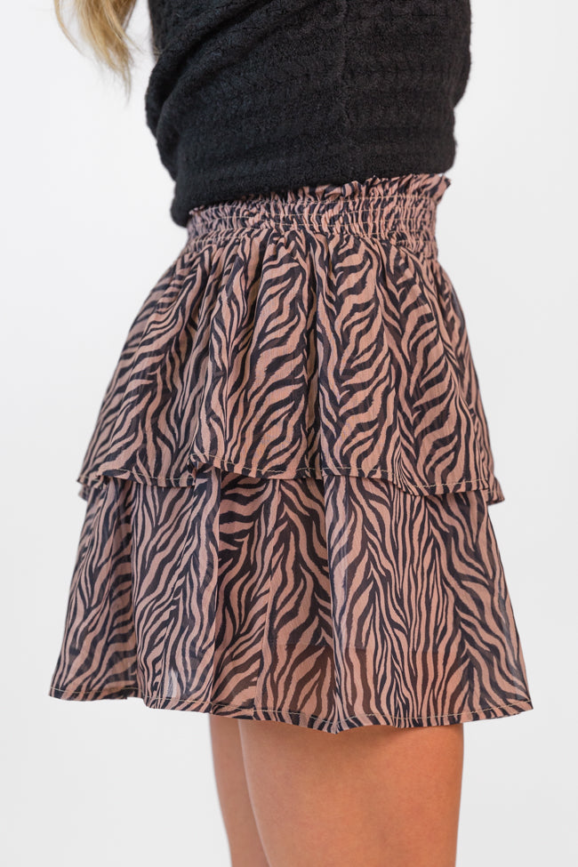 Breezy In Wild Over You Black and Tan Tiered Zebra Skort FINAL SALE For Sale Finishline