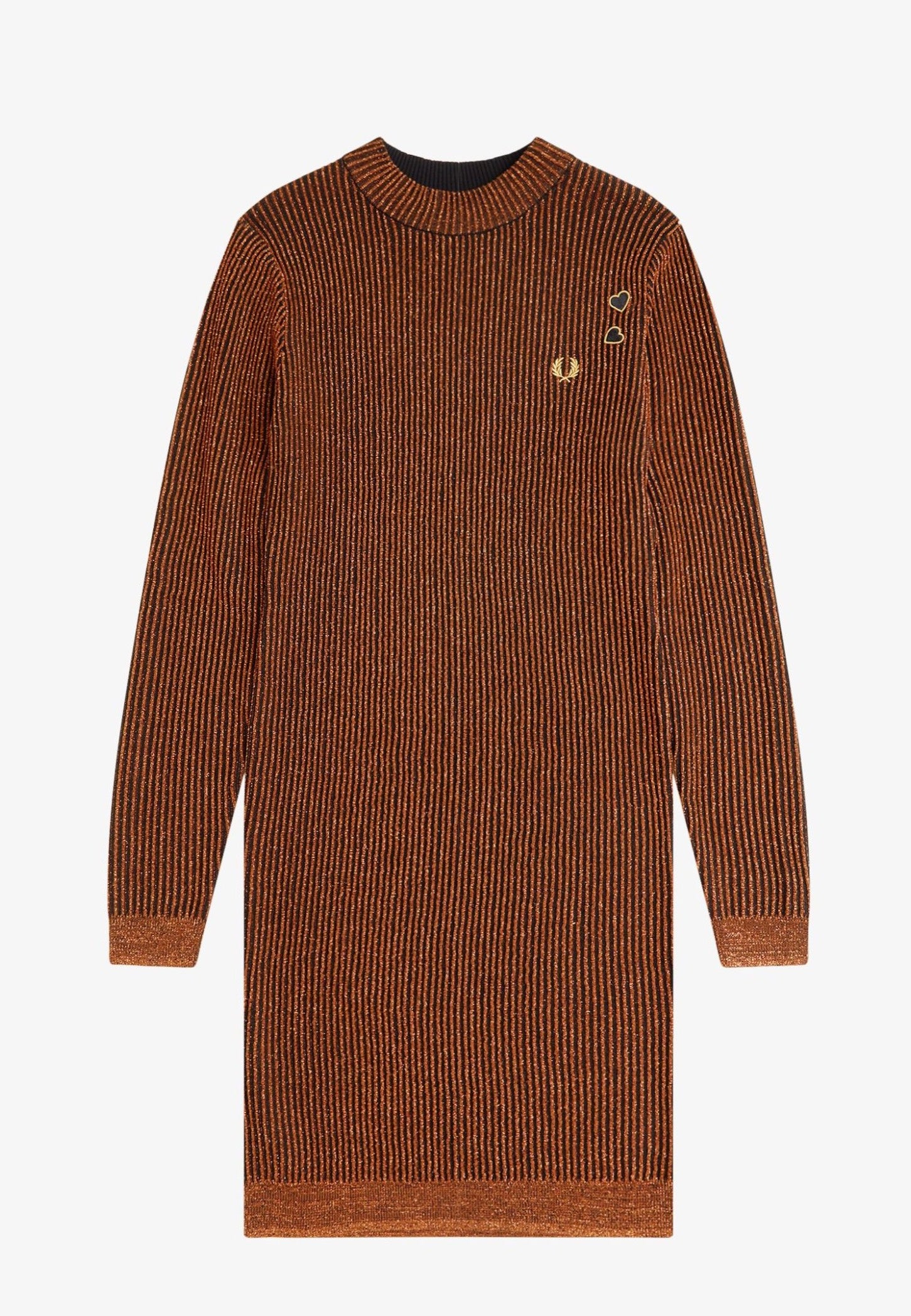 Fred Perry x Amy Winehouse - Metallic Ribbed Mock Neck Marmalade - Dress Free Shipping Top Quality