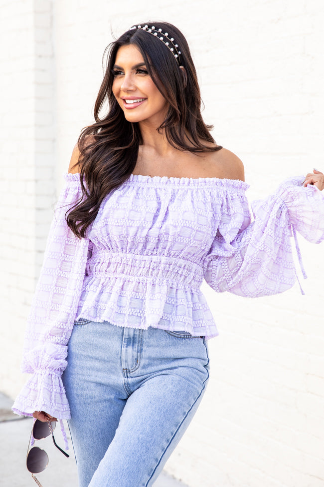 Got You On My Mind Purple Textured Off The Shoulder Blouse FINAL SALE Cheap Sale Low Pice Fee Shipping